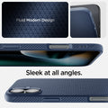 ACS08195 - iPhone 16 Case Liquid Air in Navy Blue showing the fluid modern design. Sleek at all angles