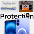 ACS08082 - iPhone 16 Plus Case Ultra Hybrid S (MagFit) in Crystal Clear raised lips prevent surface scratches on the camera and screen. Oh snap. Protection.