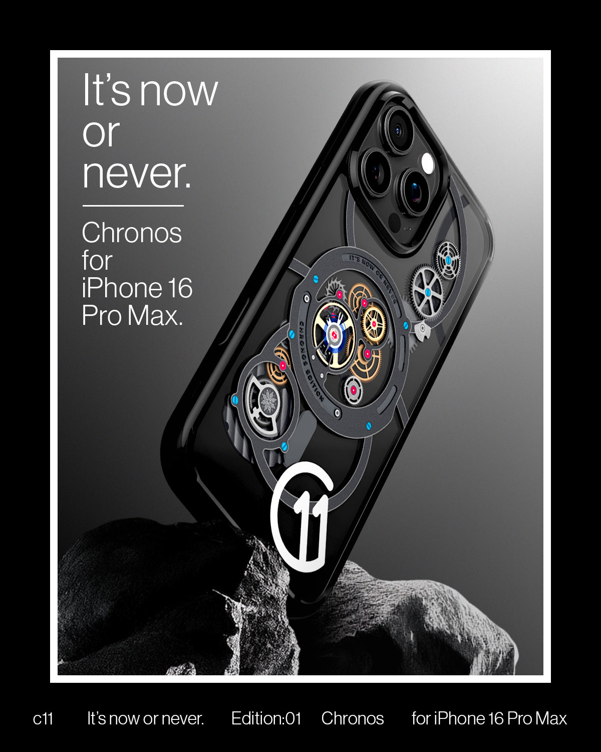 ACS09192 - iPhone 16 Pro Max Case c11 Series Chronos Edition (MagFit + Camera Control) in Chronos it's now or never magnolia for iPhone 16 Pro Max.