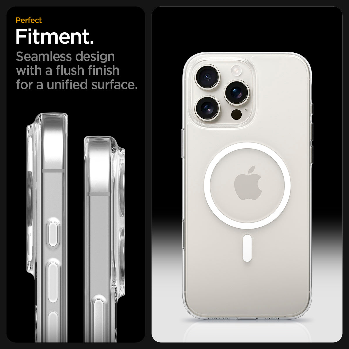 ACS09316 - iPhone 16 Pro Case Thin Fit T (MagFit) in clear showing the perfect fitment