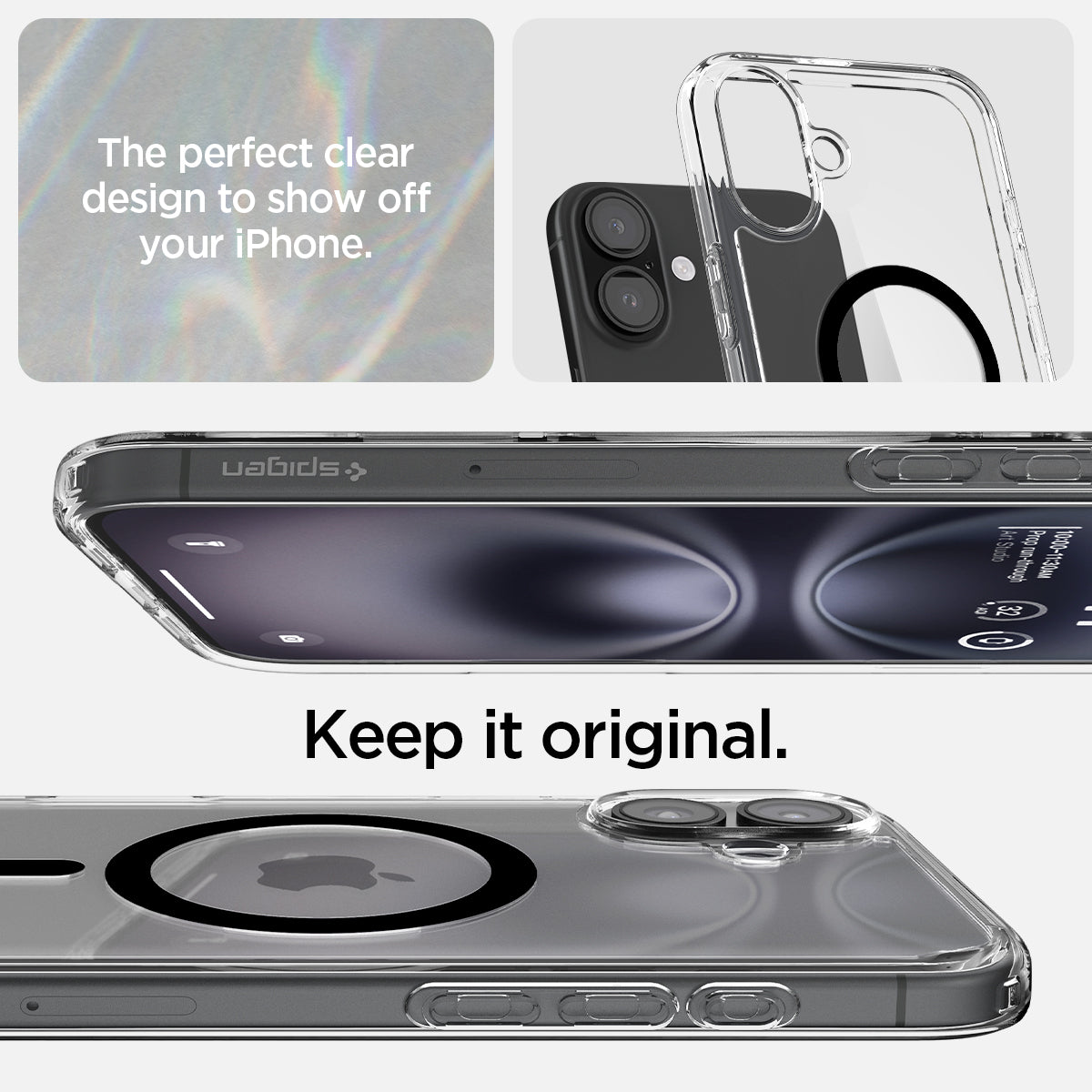 ACS08076 - iPhone 16 Plus Case Ultra Hybrid (MagFit) in Black the perfect clear design to show off your iPhone. Keep it original.