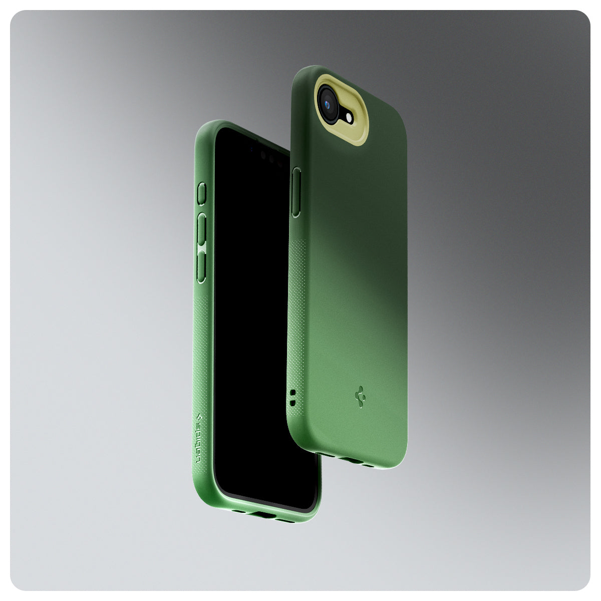 ACS09157 - iPhone 16e Case Nano Pop (MagFit) in Avo Green showing the partial back, partial front and sides