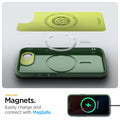 ACS09157 - iPhone 16e Case Nano Pop (MagFit) in Avo Green showing the Magnets Easily charge and connect with MagSafe