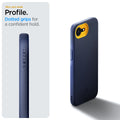 ACS09154 - iPhone 16e Case Nano Pop (MagFit) in Blueberry Navy showing the slim and sleek profile. Dotted grips for a confident hold