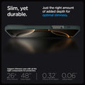 ACS08119 - iPhone 16 Pro Case Liquid Air in Abyss Green showing the slim, yet durable. Just the right amount of added depth for optimal slimness. Spigen's thinnest case with all the right components for protection. 26x drop amount, 48