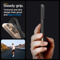 ACS08117 - iPhone 16 Pro Case Liquid Air in Matte Black showing the steady grip. Textured and slim design feels good and easy to hold