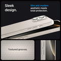 ACS08120 - iPhone 16 Pro Case Liquid Air in Natural Titanium showing the sleek design. Slim and modern aesthetic meets total protection with textured grooves