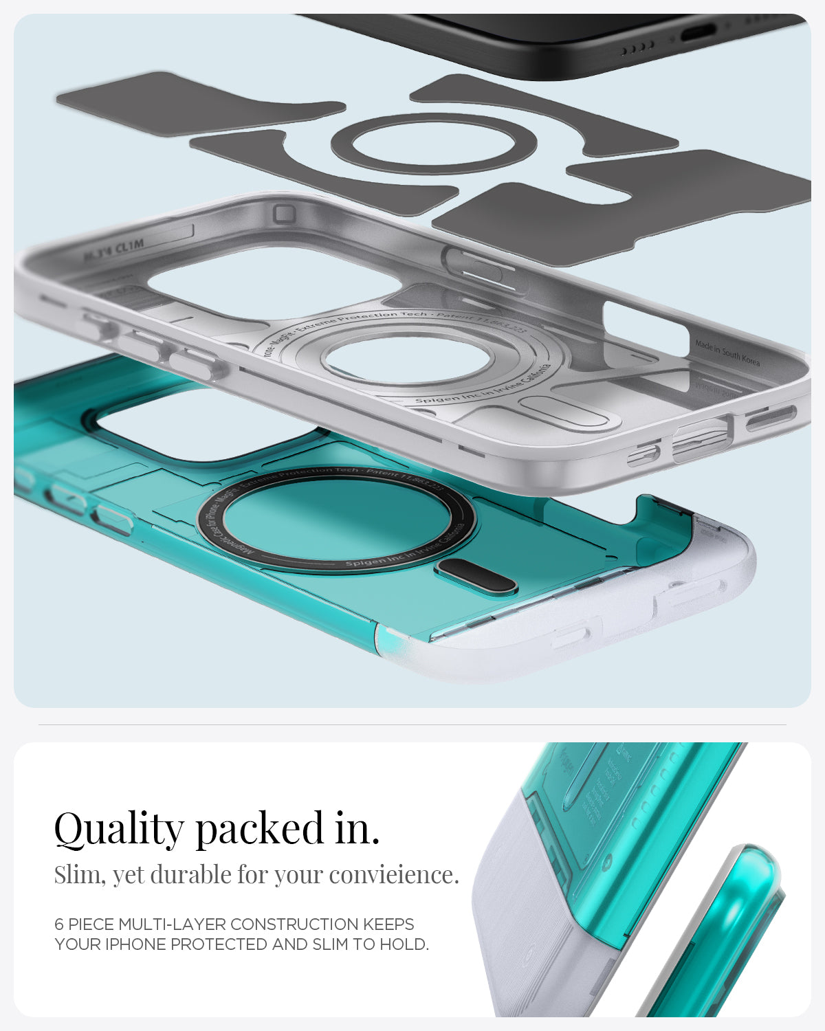 ACS08153 - iPhone 16 Pro Case Classic C1 (MagFit) in Bondi Blue quality packed in, slim, yet durable for your convieience. 6 piece multi layer construction keeps your iPhone protected and slim to hold.