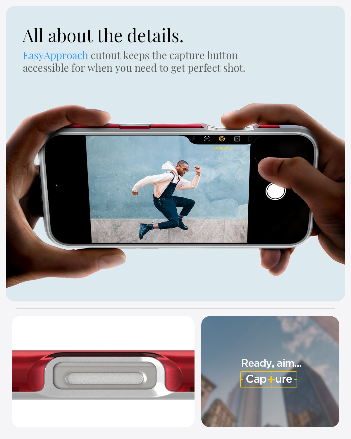 ACS08154 - iPhone 16 Pro Case Classic C1 (MagFit) in Ruby all about the details. easy approach cutout keeps the capture button accessible for when you need to get perfect shot.