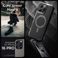 ACS08158 - iPhone 16 Pro Case Core Armor (MagFit) in Matte Black showing the compatibility only with iPhone 16 Pro