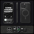 ACS08158 - iPhone 16 Pro Case Core Armor (MagFit) in Matte Black showing the different angles