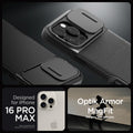 ACS08015 - iPhone 16 Pro Max Case Optik Armor (MagFit) in Black showing the compatibility only with iPhone 16 Pro  Max. Not compatible with iPhone 16, 16 Plus or 16 Pro