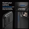 ACS08015 - iPhone 16 Pro Max Case Optik Armor (MagFit) in Black showing the unique cutout for easy access. Cover and protect your lens from everyday drops and scratches