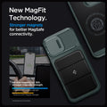 ACS08150 - iPhone 16 Pro Case Optik Armor (MagFit) in Abyss Green showing the new magfit technology. Stronger magnet for better magsafe connectivity. All-new magnets for 39% stronger magnetic strength