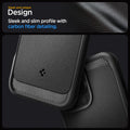 ACS07986 - iPhone 16 Pro Max Case Rugged Armor (MagFit) in Matte Black showing the sleek and unique design. Sleek and slim profile with carbon fiber detailing