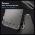 ACS07987 - iPhone 16 Pro Max Case Rugged Armor (MagFit) in Gray showing the sleek and unique design. Sleek and slim profile with carbon fiber detailing