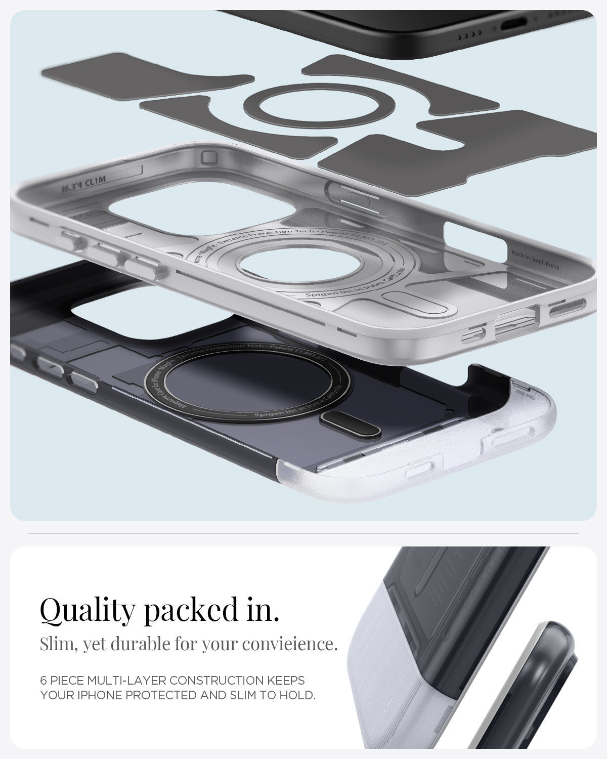 ACS08018 - iPhone 16 Pro Max Case Classic C1 (MagFit) in Graphite quality packed in, slim, yet durable for your convieience. 6 piece multi layer construction keeps your iPhone protected and slim to hold.