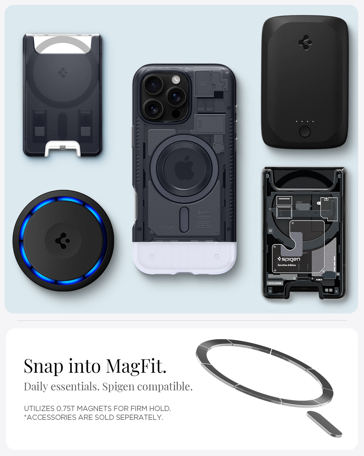 ACS08018 - iPhone 16 Pro Max Case Classic C1 (MagFit) in Graphite snap into magfit. daily essentials spigen compatible. Utilizes 0.75 magnets for firm hold. accessories are sold separately.