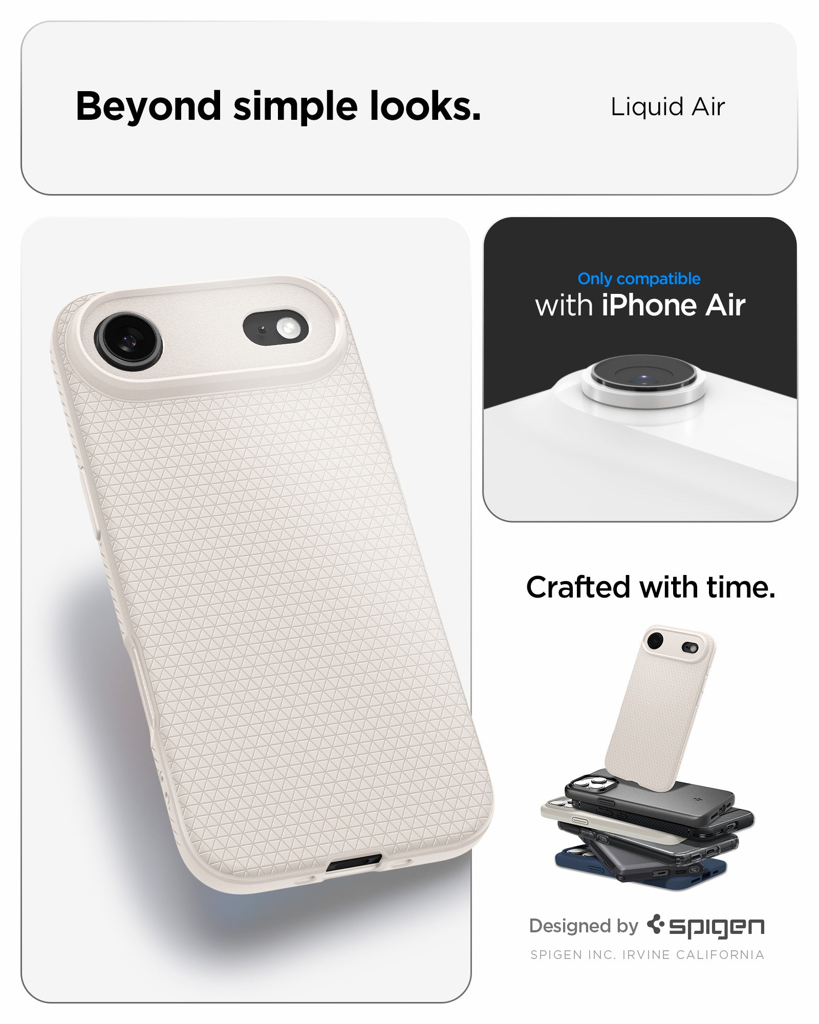 ACS09925 - iPhone 17 Air Liquid Air in Natural Titanium showing beyond simple looks. liquid air. designed by spigen.