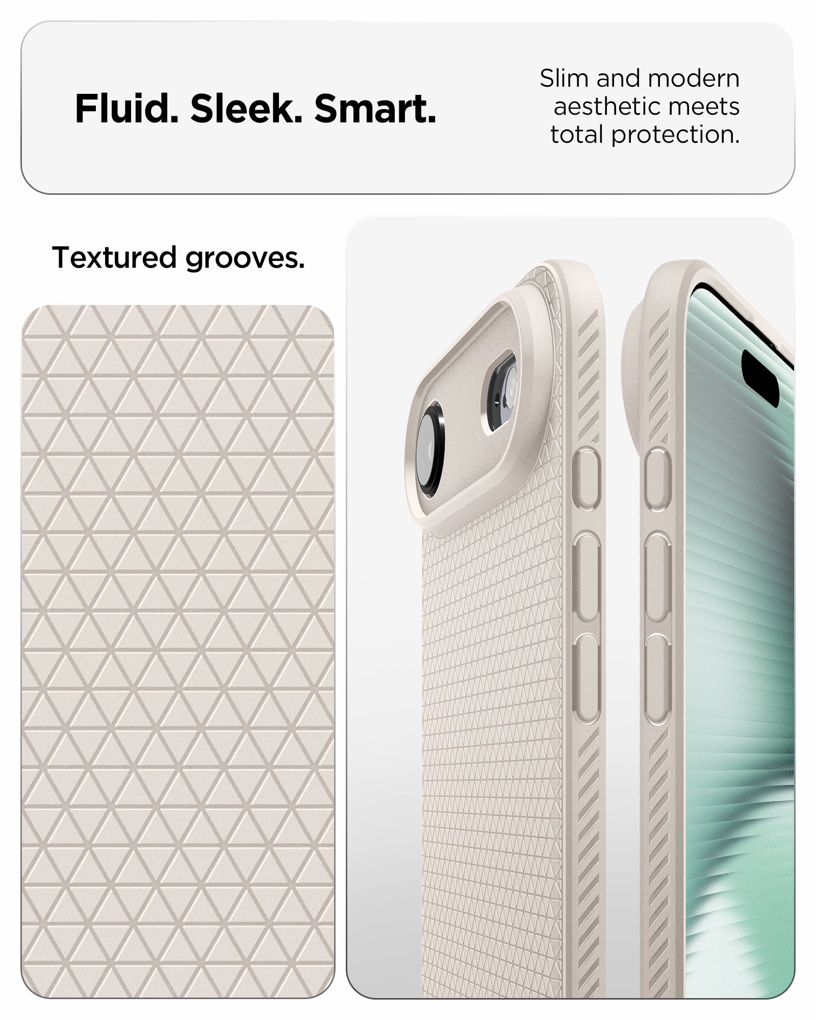 ACS09925 - iPhone 17 Air Liquid Air in Natural Titanium showing fluid, sleek, smart. slim and modern aesthetic meets total protection.