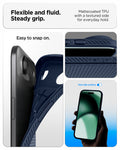 ACS09923 - iPhone 17 Air Liquid Air in Navy Blue showing flexible and fluid steady grip. mattecoated TPU with a textured side for everyday hold.