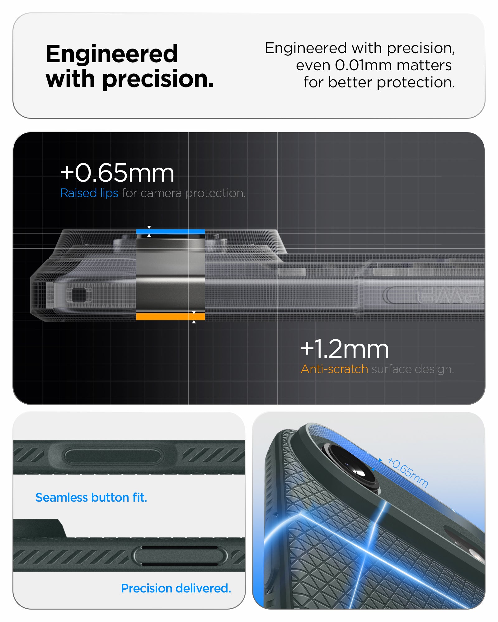ACS09924 - iPhone 17 Air Liquid Air in Abyss Green showing engineered with precision. even 0.01mm matters for better protection. seamless button fit. precision delivered.