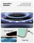 ACS09925 - iPhone 17 Air Liquid Air in Natural Titanium showing innovative solution. sound tunnel tech with a 1mm micro hole for cleaner sound, less noise.