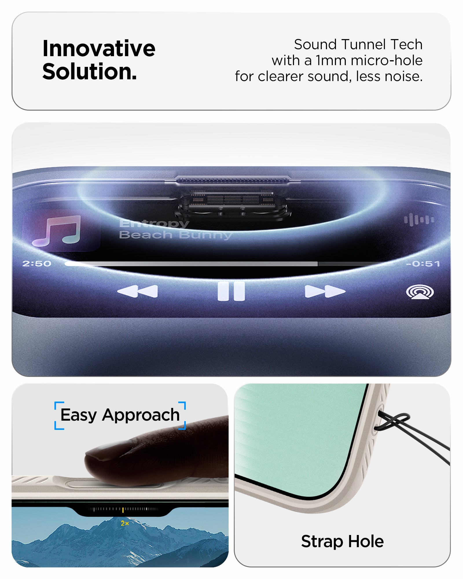 ACS09925 - iPhone 17 Air Liquid Air in Natural Titanium showing innovative solution. sound tunnel tech with a 1mm micro hole for cleaner sound, less noise.