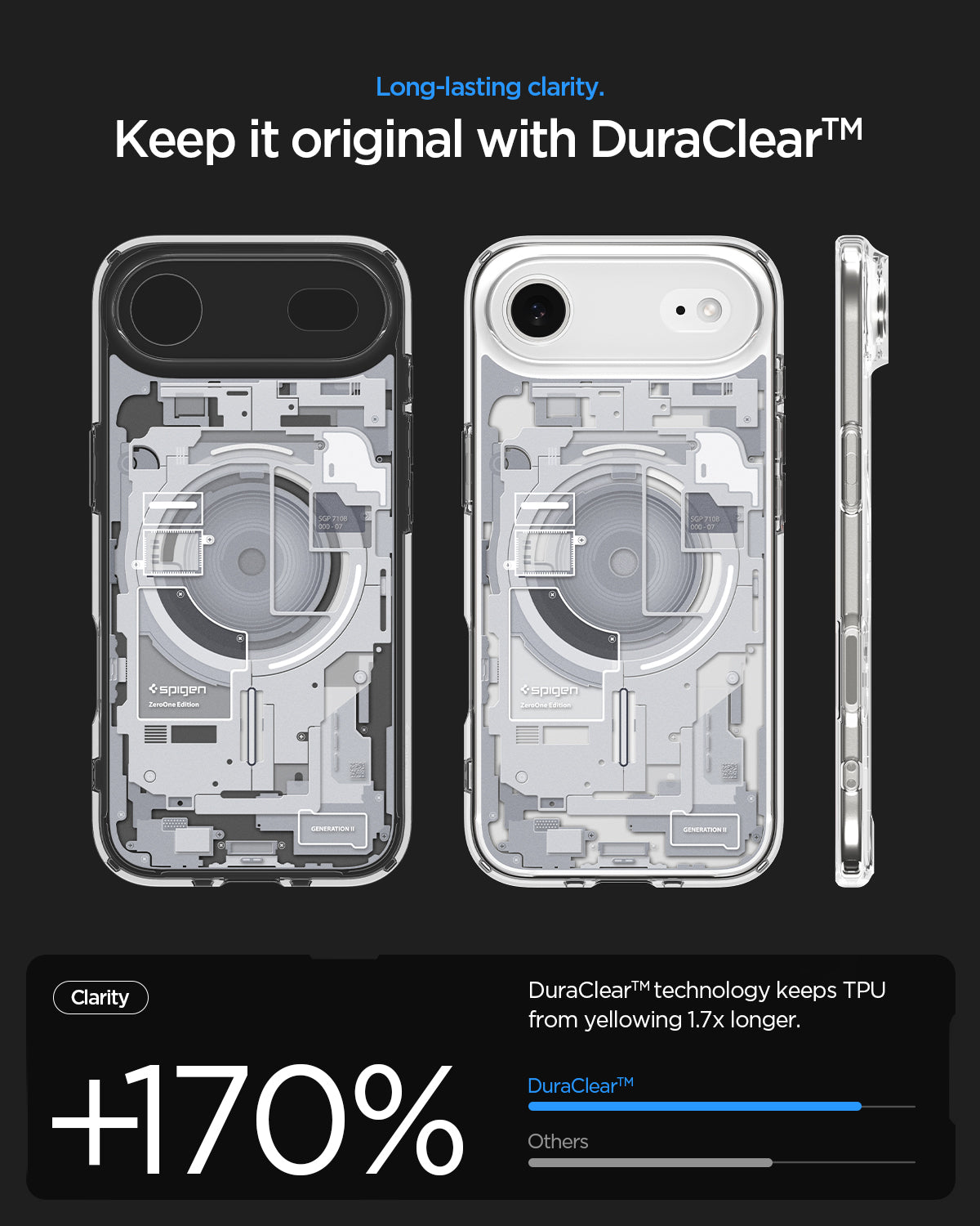ACS10056 - iPhone 17 Air Ultra Hybrid Zero One (MagFit) in Zero One White showing long lasting clarity. keep it original with dura clear.