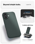 ACS09979 - iPhone 17 Liquid Air in Abyss Green showing beyond simple looks. liquid air. designed by spigen.