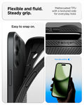 ACS09977 - iPhone 17 Liquid Air in Matte Black showing flexible and fluid steady grip. mattecoated TPU with a textured side for everyday hold.