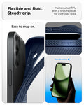 ACS09978 - iPhone 17 Liquid Air in Navy Blue showing flexible and fluid steady grip. mattecoated TPU with a textured side for everyday hold.