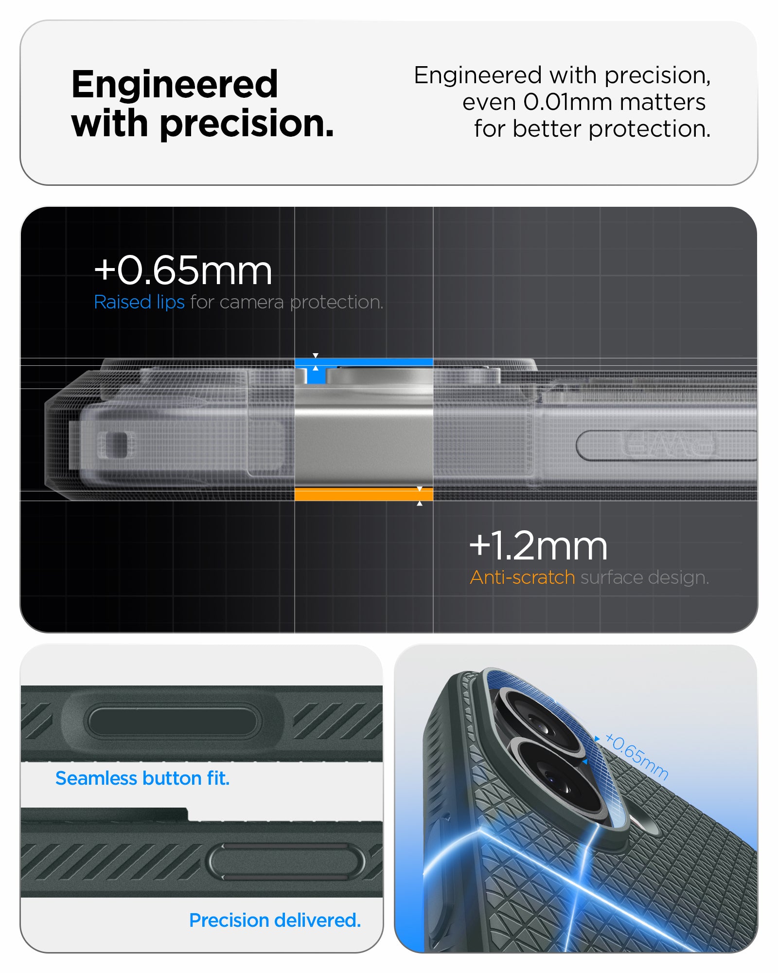 ACS09979 - iPhone 17 Liquid Air in Abyss Green showing engineered with precision. even 0.01mm matters for better protection. seamless button fit. precision delivered.