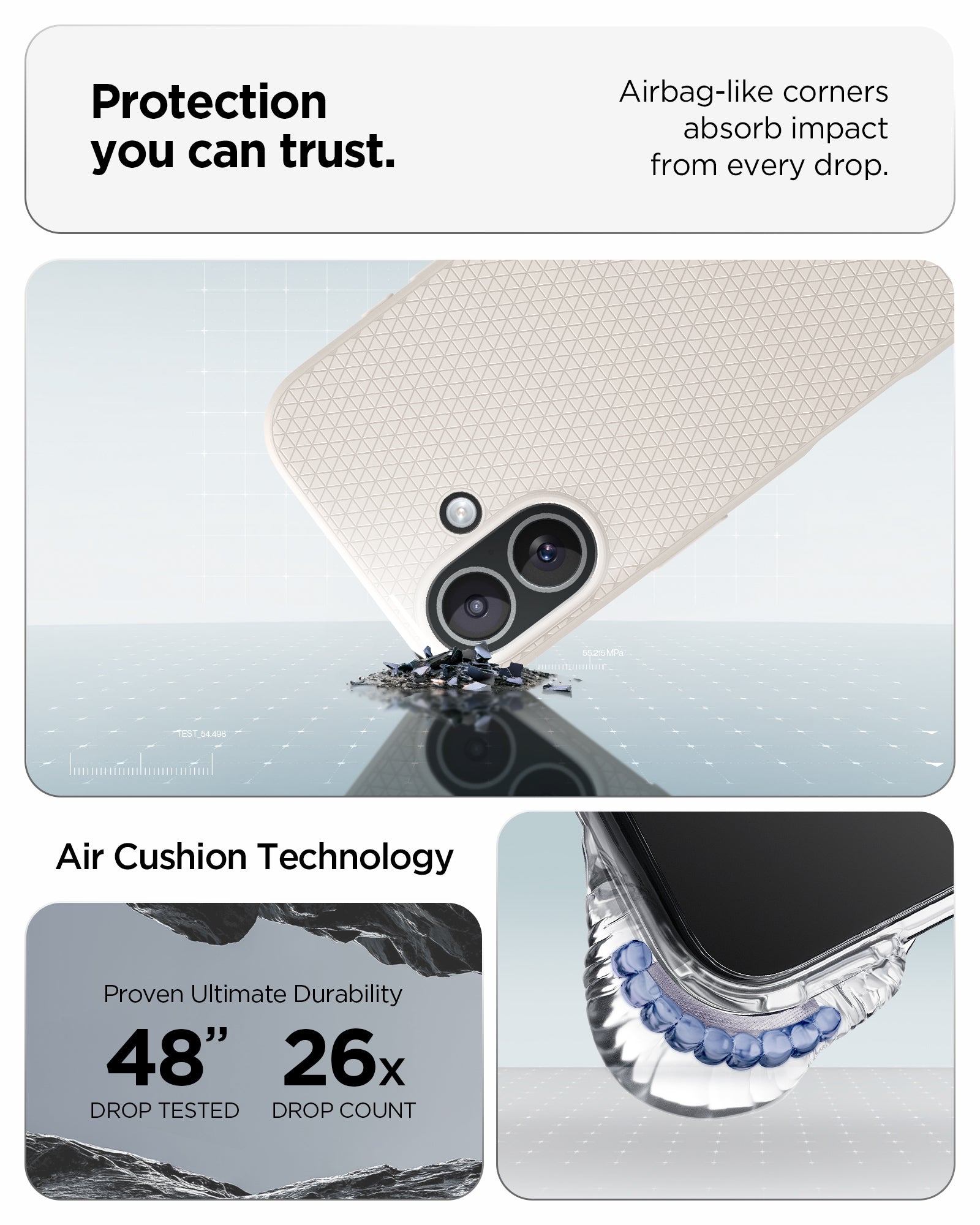 ACS09980 - iPhone 17 Liquid Air in Natural Titanium protection you can trust. air bag like corners absorb impact from every drop. air cushion technology.