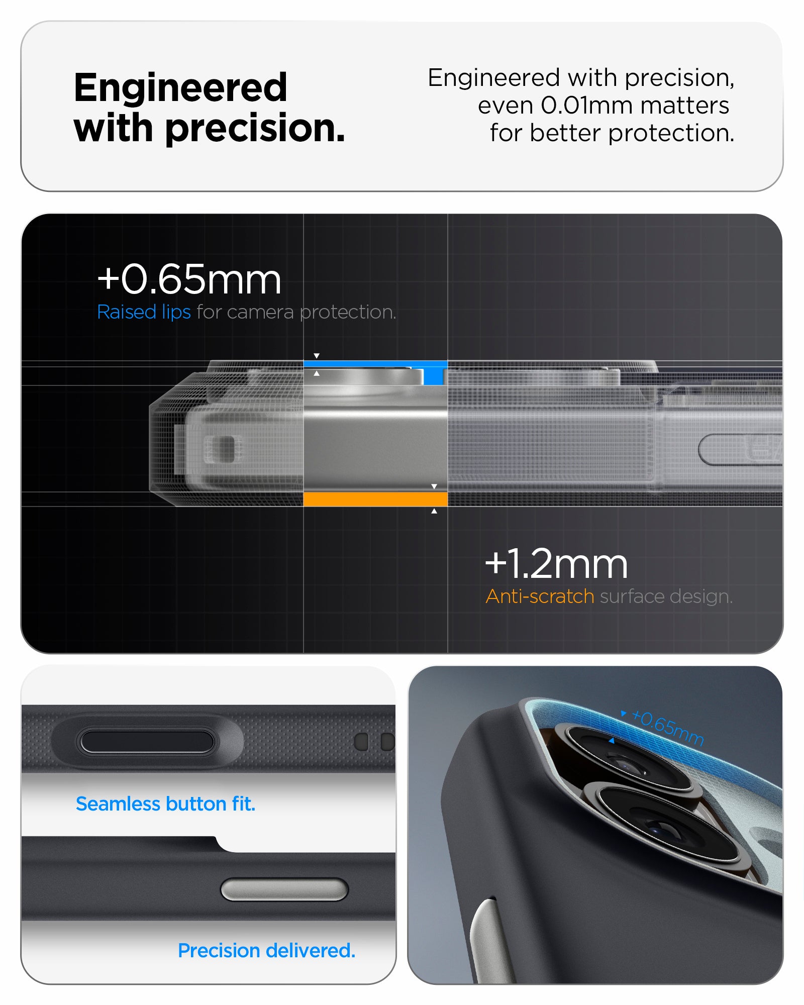 ACS09992 - iPhone 17 Nano Pop (MagFit) in Black Sesame showing the engineered with precision. Engineered with precision, even 0.01mm matters for better protection
