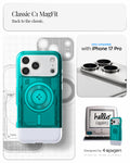 ACS09961 - iPhone 17 Pro Case Classic C1 (MagFit) in bondi blue showing classic C1 magfit. Back to the classic. designed by spigen.