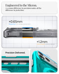 ACS09961 - iPhone 17 Pro Case Classic C1 (MagFit) in bondi blue showing engineered to the micron. A 0.01mm difference in precision makes all the difference in protection. precise delivered