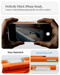 ACS09963 - iPhone 17 Pro Case Classic C1 (MagFit) in tangerine showing perfectly fitted. iPhone ready. camera control button ergonomically curved for comfort. easy approach. seamless button fit.