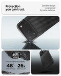 ACS09959CA - iPhone 18 Pro / iPhone 17 Pro Enzo Aramid T (Mag Fit) Black Black showing durable drop protection with reinforced construction and military grade testing