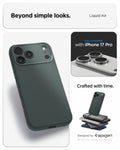 ACS09944 - iPhone 17 Pro Liquid Air in Abyss Green showing beyond simple looks. liquid air. designed by spigen.