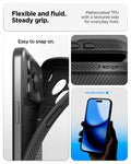 ACS09942 - iPhone 17 Pro Liquid Air in Matte Black showing flexible and fluid steady grip. mattecoated TPU with a textured side for everyday hold.