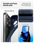 ACS09943 - iPhone 17 Pro Liquid Air in Navy Blue showing flexible and fluid steady grip. mattecoated TPU with a textured side for everyday hold.