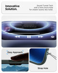 ACS09944 - iPhone 17 Pro Liquid Air in Abyss Green showing innovative solution. sound tunnel tech with a 1mm micro hole for cleaner sound, less noise.