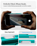 ACS09908 - iPhone 17 Pro Max Case Classic C1 (MagFit) in bondi blue showing perfectly fitted. iPhone ready. camera control button ergonomically curved for comfort. easy approach. seamless button fit.