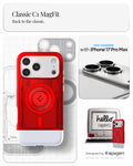 ACS09909 - iPhone 17 Pro Max Case Classic C1 (MagFit) in ruby showing classic C1 magfit. Back to the classic. designed by spigen.
