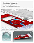 ACS09909 - iPhone 17 Pro Max Case Classic C1 (MagFit) in ruby showing enhanced magnets. stronger magnets for easier more secure and snappy connection. slim seamless tech. optimal magnetic force with no bulk.
