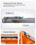 ACS09910 - iPhone 17 Pro Max Case Classic C1 (MagFit) in tangerine showing engineered to the micron. A 0.01mm difference in precision makes all the difference in protection. precise delivered