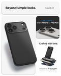 ACS09888 - iPhone 17 Pro Max Liquid Air in Matte Black showing beyond simple looks. liquid air. designed by spigen.
