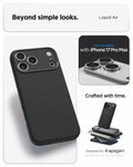 ACS09888 - iPhone 17 Pro Max Liquid Air in Matte Black showing beyond simple looks. liquid air. designed by spigen.