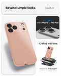 ACS09892 - iPhone 17 Pro Max Liquid Air in Rose Titanium showing beyond simple looks. liquid air. designed by spigen.